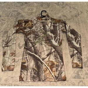 Under Armour Camo Hunting Mock Neck Base Warm Long Sleeve Shirt Sz Small  Womens